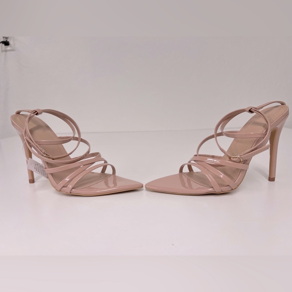 Women's Strappy Pointy Open Toe Ankle Strap Stiletto Sandal - Nude - 6 - Picture 10 of 10